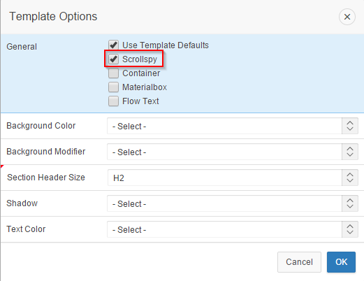 Region - Template Options