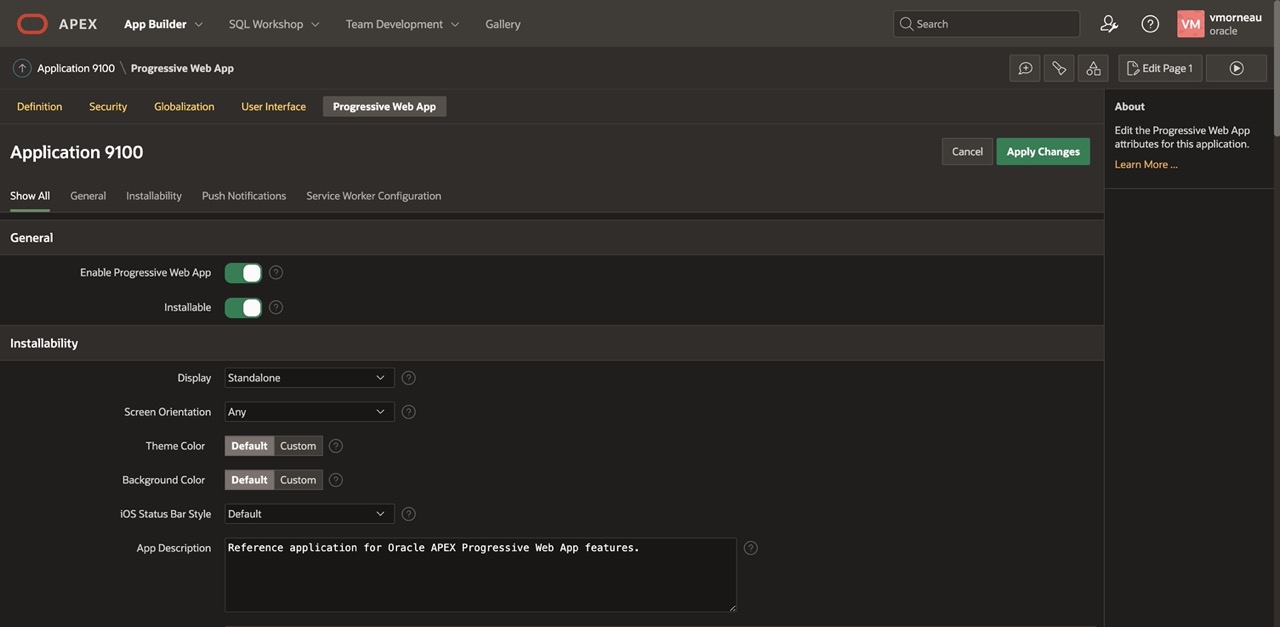 Editing an APEX PWA